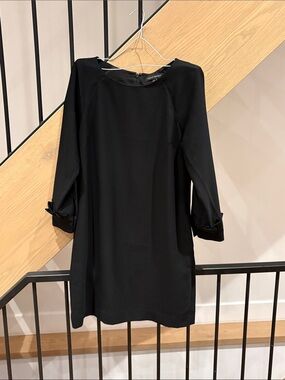 Banana Republic Black Mini Shift Dress with Tied Cuffs